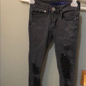 Sexy lace and mesh cutout black skinny jeans